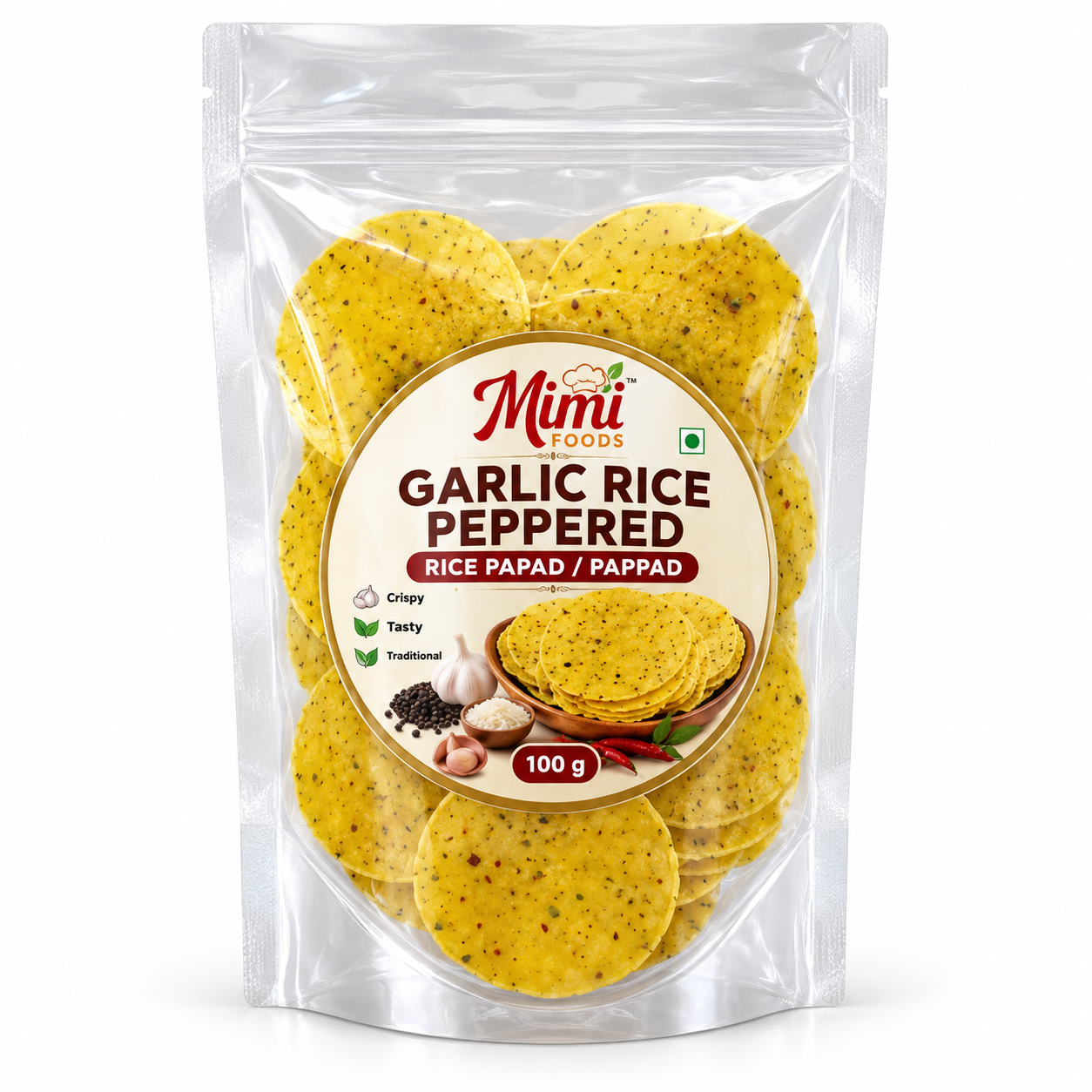 Garlic Rice Papad (பூண்டு அரிசி அப்பளம்)